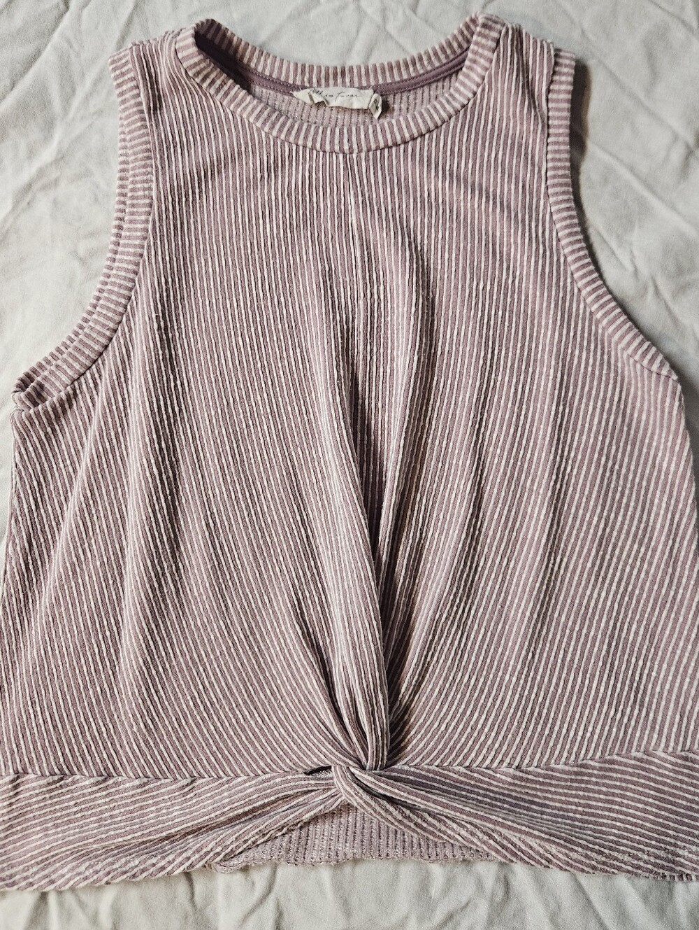All in Favor Striped Twist-Front Crop Top